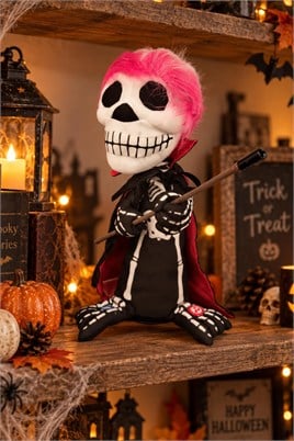 Cadılar Bayramı Hareketli Sesli Işıklı İskelet Figür 30 cm – Halloween Dekoratif Masa Süsü