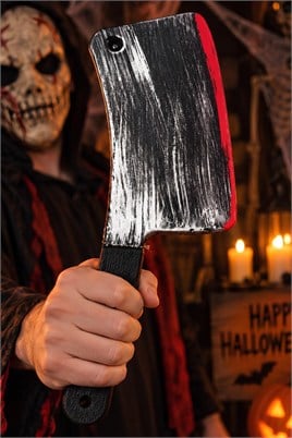 Cadılar Bayramı Kanlı Satır Bıçağı 40 cm – Plastik Halloween Kostüm Aksesuarı