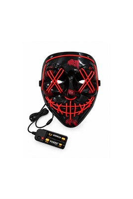 Cadılar Bayramı Kırmızı Neon Işıklı Purge Maske – LED Korku Maskesi