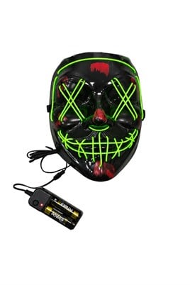 Cadılar Bayramı Neon Işıklı Korku Maskesi – Pilli Halloween Kostüm Maskesi