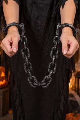 Cadılar Bayramı Zincirli Kelepçe 75 cm – Plastik Halloween Mahkum Kostüm Aksesuarı