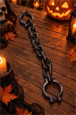 Cadılar Bayramı Zincirli Kelepçe 75 cm – Plastik Halloween Mahkum Kostüm Aksesuarı