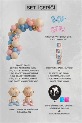 Cinsiyet Belirleme Parti Seti; Baby Kutulu Boy Girl Temalı Konsept 6