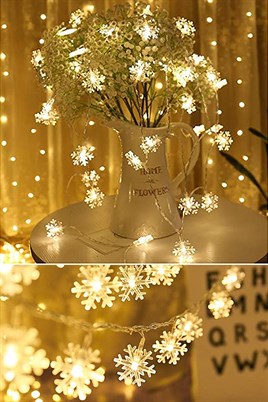 Dekoratif Aydınlatma Kar Tanesi Led Dizeleri 20li 2 Metre Pilli Led Yılbaşı Dekor