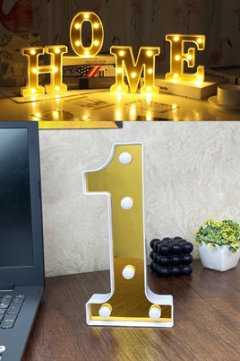 Dekoratif Led Işıklı 3D 1 Rakamı Büyük Boy Organizasyon Doğum Günü Kutlama