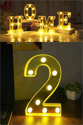 Dekoratif Led Işıklı 3D 2 Rakamı Büyük Boy Organizasyon Doğum Günü Kutlama