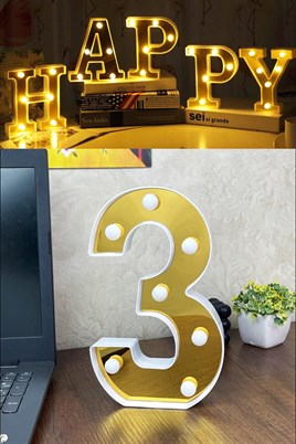 Dekoratif Led Işıklı 3D 3 Rakamı Büyük Boy Organizasyon Doğum Günü Kutlama