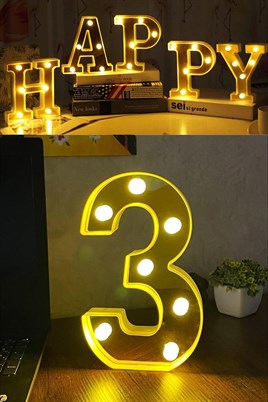 Dekoratif Led Işıklı 3D 3 Rakamı Büyük Boy Organizasyon Doğum Günü Kutlama