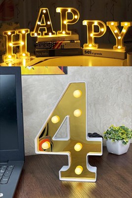 Dekoratif Led Işıklı 3D 4 Rakamı Büyük Boy Organizasyon Doğum Günü Kutlam