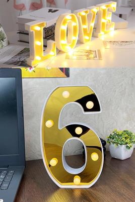 Dekoratif Led Işıklı 3D 6 Rakamı Büyük Boy Organizasyon Doğum Günü Kutlama