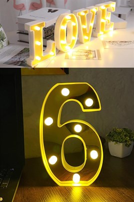 Dekoratif Led Işıklı 3D 6 Rakamı Büyük Boy Organizasyon Doğum Günü Kutlama