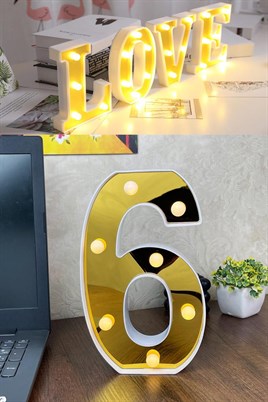 Dekoratif Led Işıklı 3D 6 Rakamı Büyük Boy Organizasyon Doğum Günü Kutlama