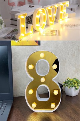 Dekoratif Led Işıklı 3D 8 Rakamı Büyük Boy Organizasyon Doğum Günü Kutlama