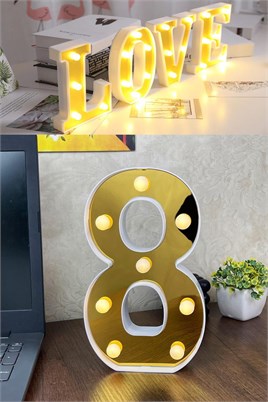 Dekoratif Led Işıklı 3D 8 Rakamı Büyük Boy Organizasyon Doğum Günü Kutlama
