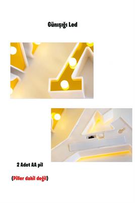Dekoratif Led Işıklı 3D J Harfi Büyük Boy Organizasyon Doğum Günü Kutlama