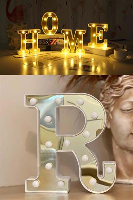 Dekoratif Led Işıklı 3D R Harfi Büyük Boy Organizasyon Doğum Günü Kutlama