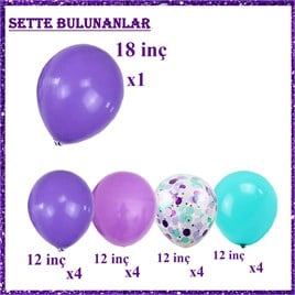 Deniz Kızı Konsepti Balon Seti 17 Adet  Balon