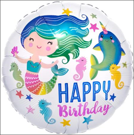 Deniz Kızı Yuvarlak Folyo Balon 18 inç Model 1