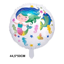 Deniz Kızı Yuvarlak Folyo Balon 18 inç Model 1