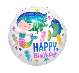 Deniz Kızı Yuvarlak Folyo Balon 18 inç Model 1