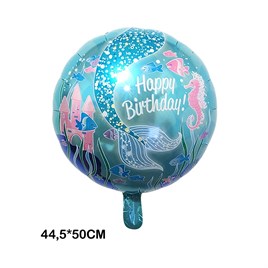 Deniz Kızı Yuvarlak Folyo Balon 18 inç Model 2
