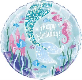 Deniz Kızı Yuvarlak Folyo Balon 18 inç Model 2