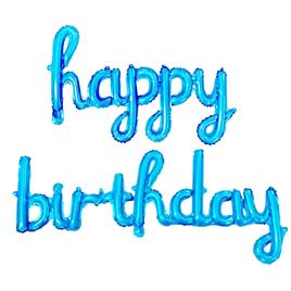 El Yazılı 16 İnç Happy Birthday Mavi Balon Set 