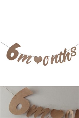 Elyazılı 6 Months Yarım Yaş Kraft Retro Banner Süs