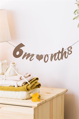 Elyazılı 6 Months Yarım Yaş Kraft Retro Banner Süs