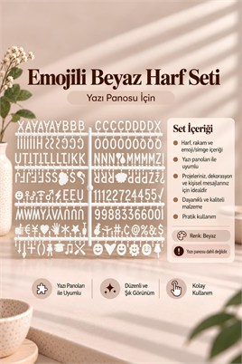 Emojili Beyaz Harf Seti, Yazı Panosu İçin