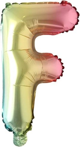F Harf Gökkuşağı Folyo Balon16 İnç 36 cm