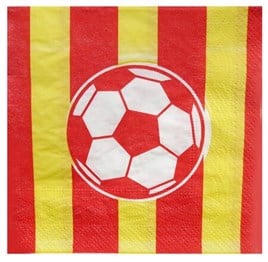 Futbol Temalı Sarı-Kırmızı Çizgili Kağıt Peçete 33x33 cm – 20’li Parti Peçetesi