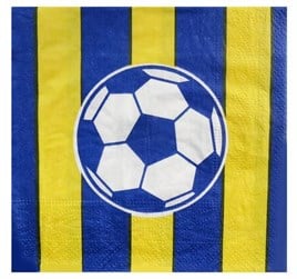 Futbol Temalı Sarı-Lacivert Çizgili Kağıt Peçete 33x33 cm – 20’li Parti Peçetesi