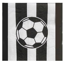Futbol Temalı Siyah Beyaz Çizgili Kağıt Peçete 33x33 cm – 20’li Parti Peçetesi