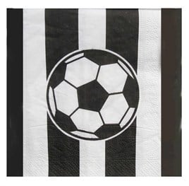 Futbol Temalı Siyah Beyaz Çizgili Kağıt Peçete 33x33 cm – 20’li Parti Peçetesi