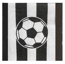Futbol Temalı Siyah Beyaz Çizgili Kağıt Peçete 33x33 cm – 20’li Parti Peçetesi