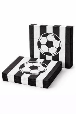Futbol Temalı Siyah Beyaz Çizgili Kağıt Peçete 33x33 cm – 20’li Parti Peçetesi