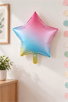 Gökkuşağı Yıldız Folyo Balon 45 cm - Bebek Çocuk Parti Kutlama