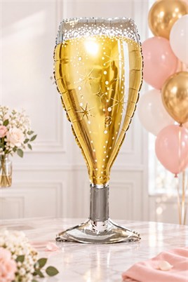 Gold 100x45 Cm Büyük Boy Şampanya Bardağı Folyo Balon Bride To Be Bekarlığa Veda Partisi