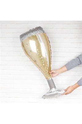 Gold 100x45 Cm Büyük Boy Şampanya Bardağı Folyo Balon Bride To Be Bekarlığa Veda Partisi