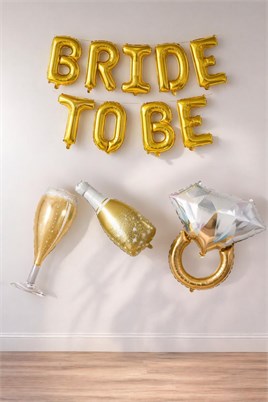 Gold Bride To Be Bekarlığa Veda Partisi 4 Lü Folyo Balon Set