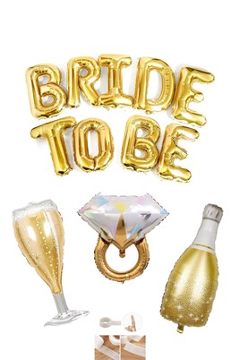 Gold Bride To Be Bekarlığa Veda Partisi 4 Lü Folyo Balon Set