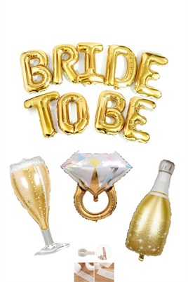 Gold Bride To Be Bekarlığa Veda Partisi 4 Lü Folyo Balon Set