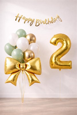 Gold Fiyonk 2 Yaş Doğum Günü Balon Seti