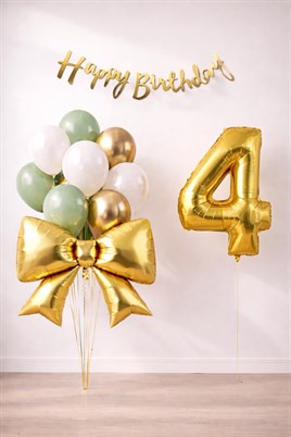 Gold Fiyonk 4 Yaş Doğum Günü Balon Seti