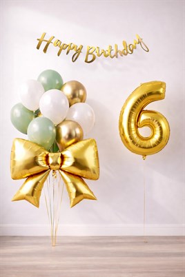 Gold Fiyonk 6 Yaş Doğum Günü Balon Seti