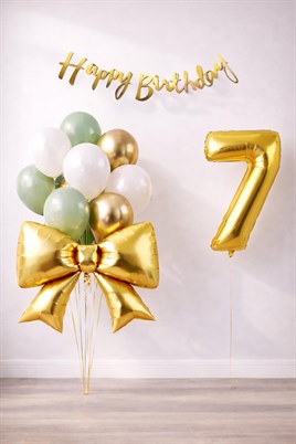 Gold Fiyonk 7 Yaş Doğum Günü Balon Seti