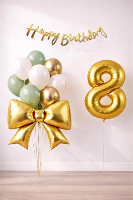 Gold Fiyonk 8 Yaş Doğum Günü Balon Seti