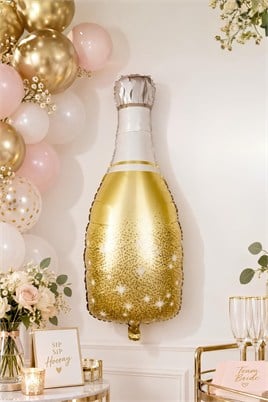 Gold Renkli 100x49 Cm Büyük Boy Şampanya Şişesi Folyo Balon Bride To Be Bekarlığa Veda