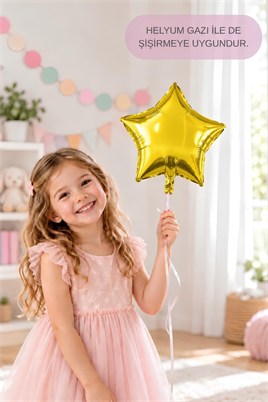 Gold Yıldız Folyo Balon 45 cm - Bebek Çocuk Parti Kutlama